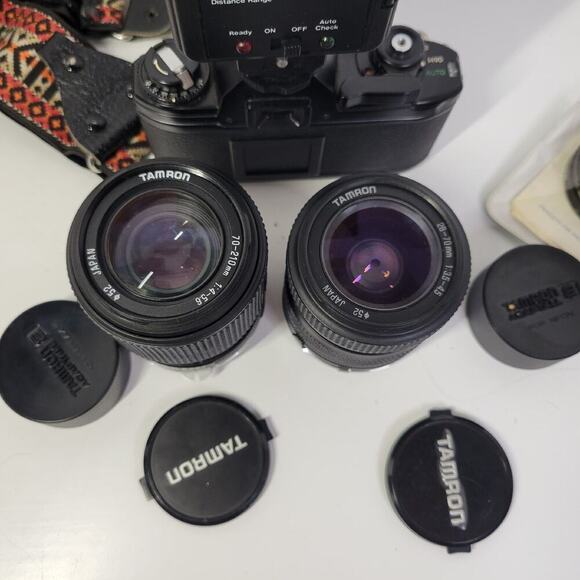 Nikon EM 35mm SLR Film Camera Lot Tamron LENS 70-210 And 28-70mm Rokunar Flash - Picture 7 of 10